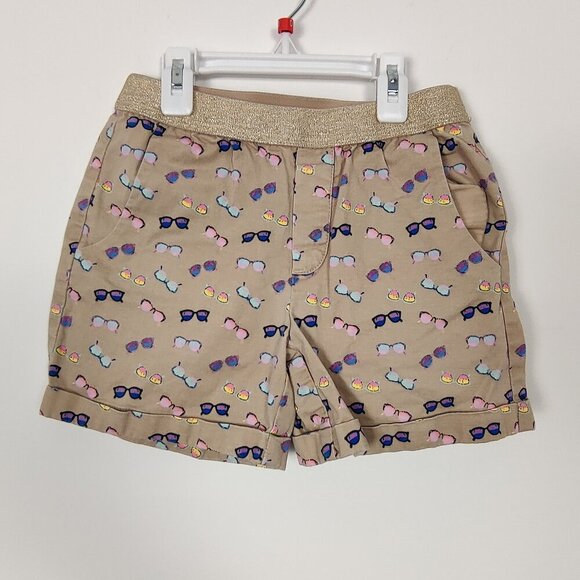GAP Girl's Shorts in Tan Sunglasses Print Youth Size Large Cotton Whimsical - Picture 1 of 6